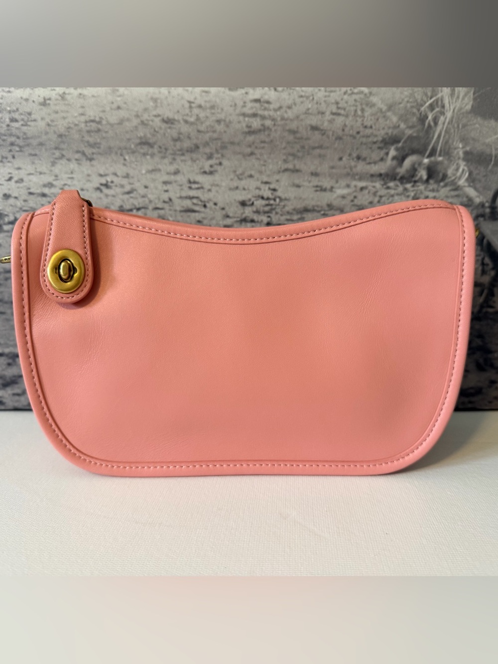 EUC Coach Swinger Bag with Chain Glovetanned Leather Candy Pink C5430
